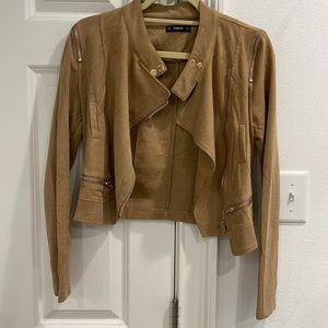 Faux Suede cropped moto jacket